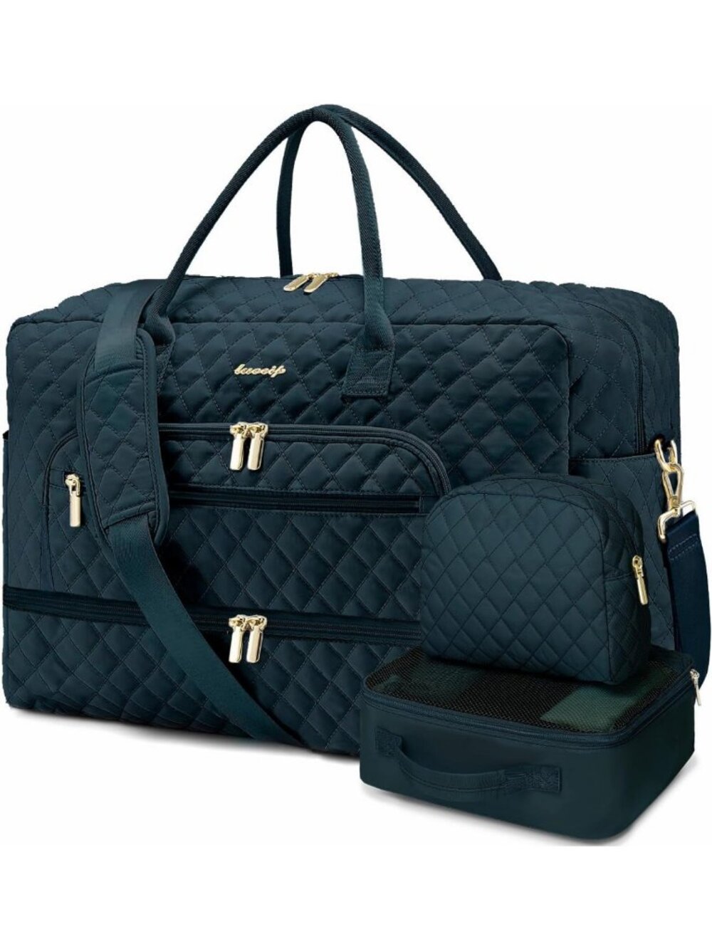Spacious Women's Travel Duffle Bag Set - Weekend Tote with Wet Pocket & Gym Use